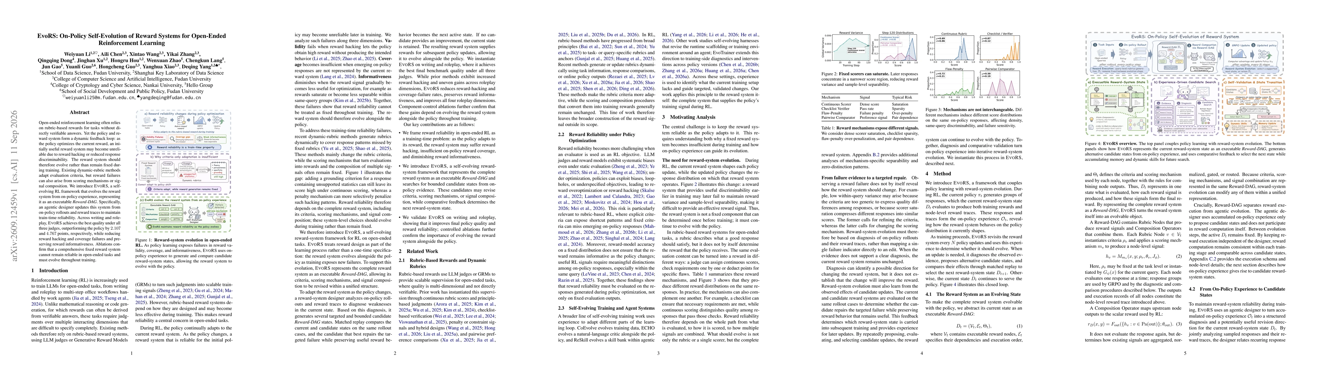 Thumbnail for EvoRS: On-Policy Self-Evolution of Reward Systems for Open-Ended Reinforcement Learning