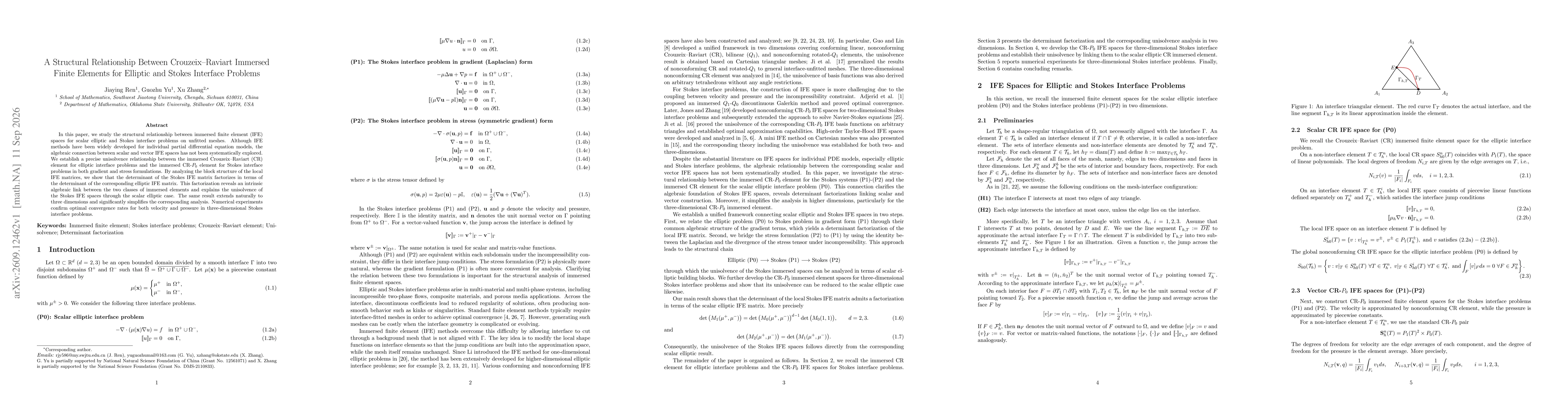 Thumbnail for A Structural Relationship Between Crouzeix-Raviart Immersed Finite Elements for Elliptic and Stokes Interface Problems