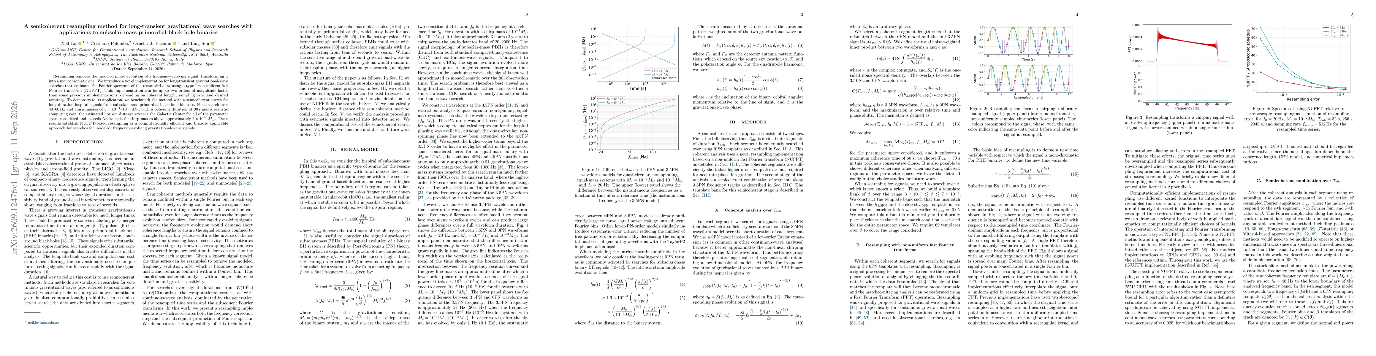 Thumbnail for A semicoherent resampling method for long-transient gravitational wave searches with applications to subsolar-mass primordial black-hole binaries