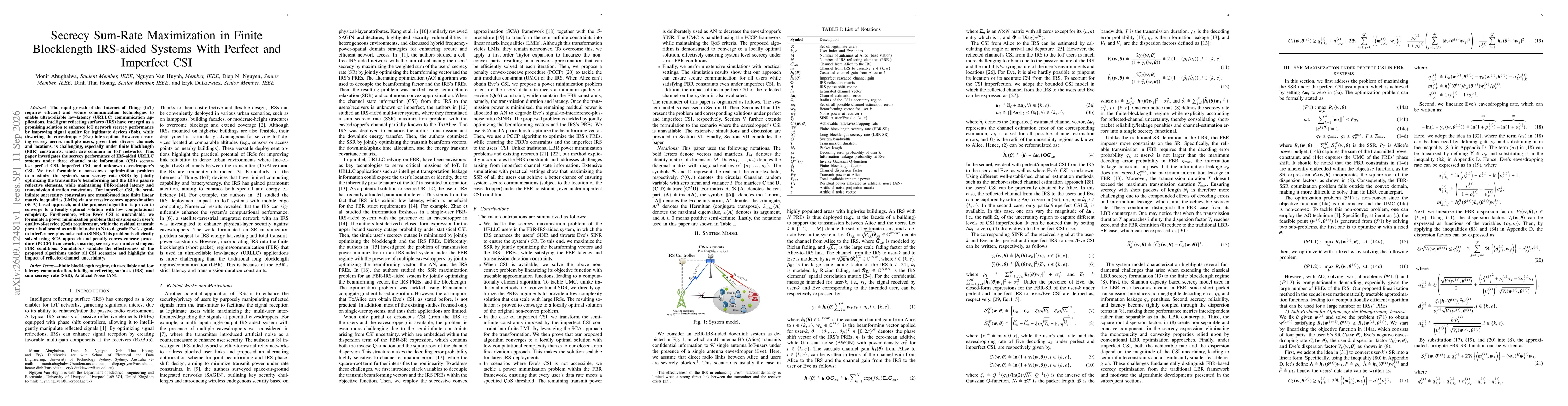 Thumbnail for Secrecy Sum-Rate Maximization in Finite Blocklength IRS-aided Systems With Perfect and Imperfect CSI