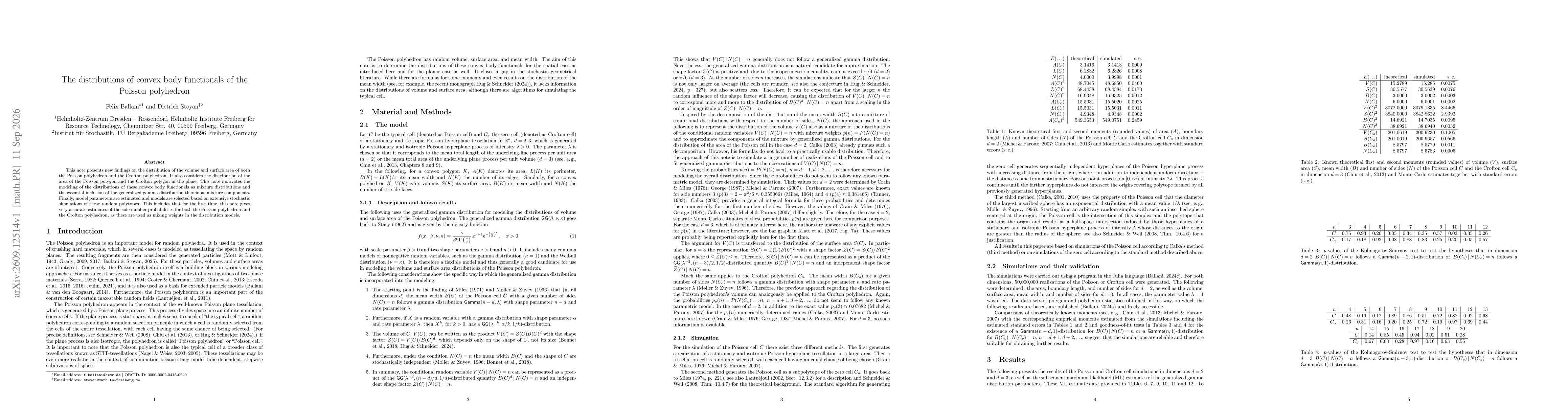 Thumbnail for The distributions of convex body functionals of the Poisson polyhedron
