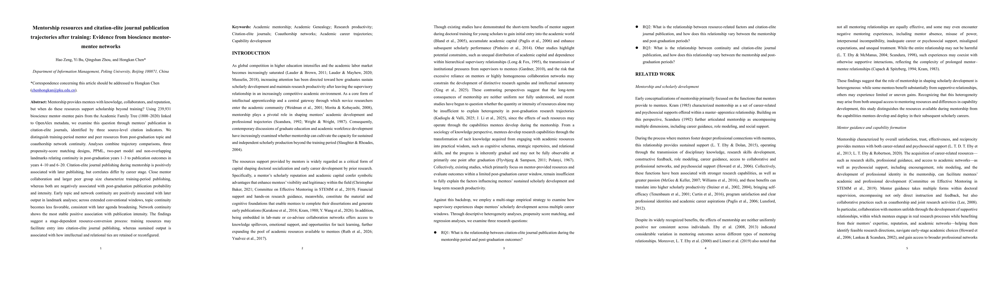 Thumbnail for Mentorship resources and citation-elite journal publication trajectories after training: Evidence from bioscience mentor-mentee networks