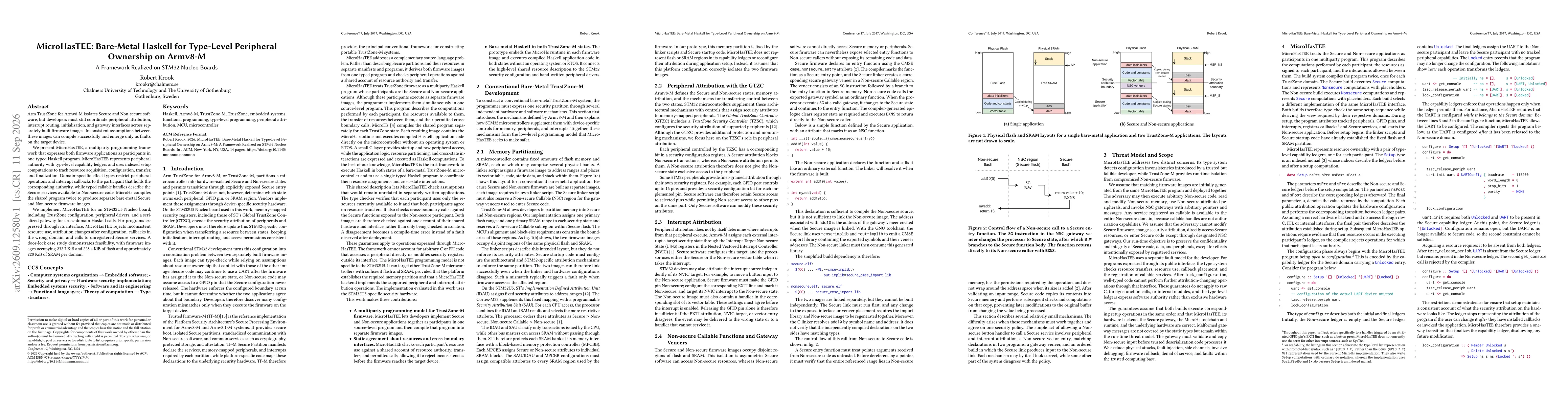 Thumbnail for MicroHasTEE: Bare-Metal Haskell for Type-Level Peripheral Ownership on Armv8-M
