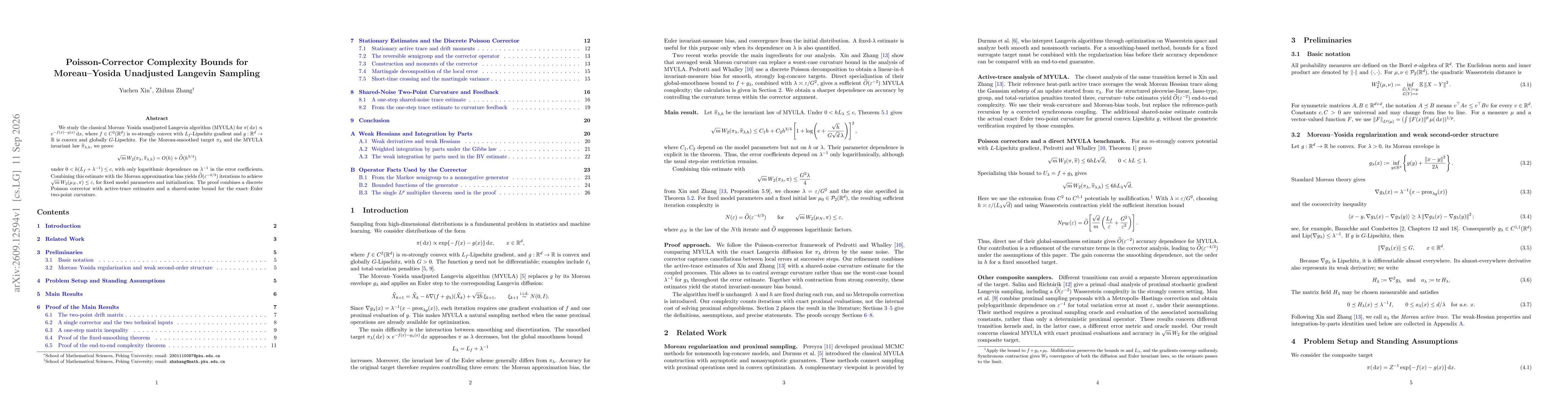 Thumbnail for Poisson-Corrector Complexity Bounds for Moreau--Yosida Unadjusted Langevin Sampling