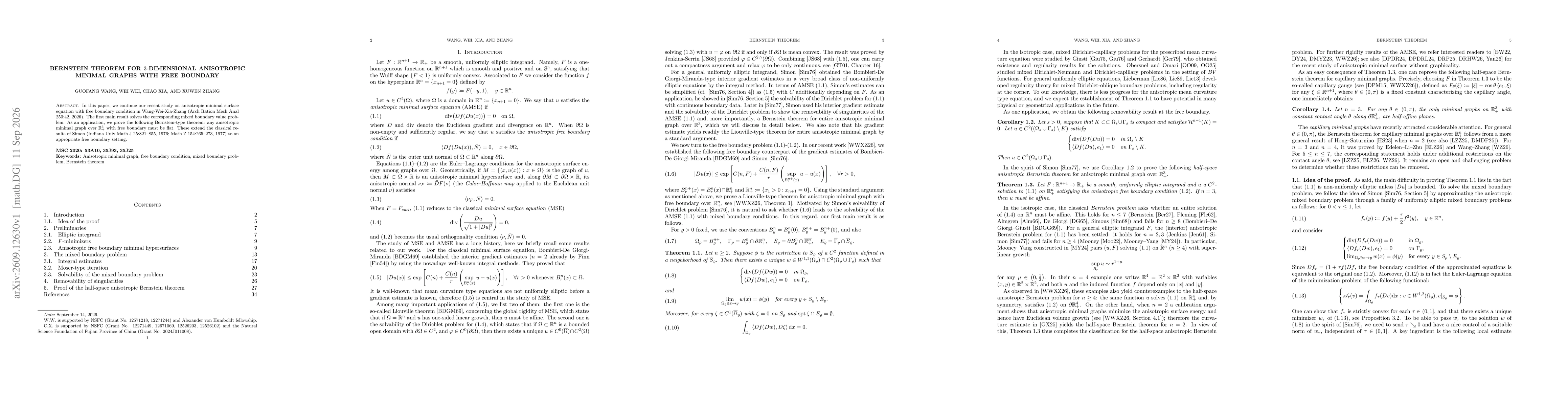 Thumbnail for Bernstein theorem for $3$-dimensional anisotropic minimal graphs with free boundary