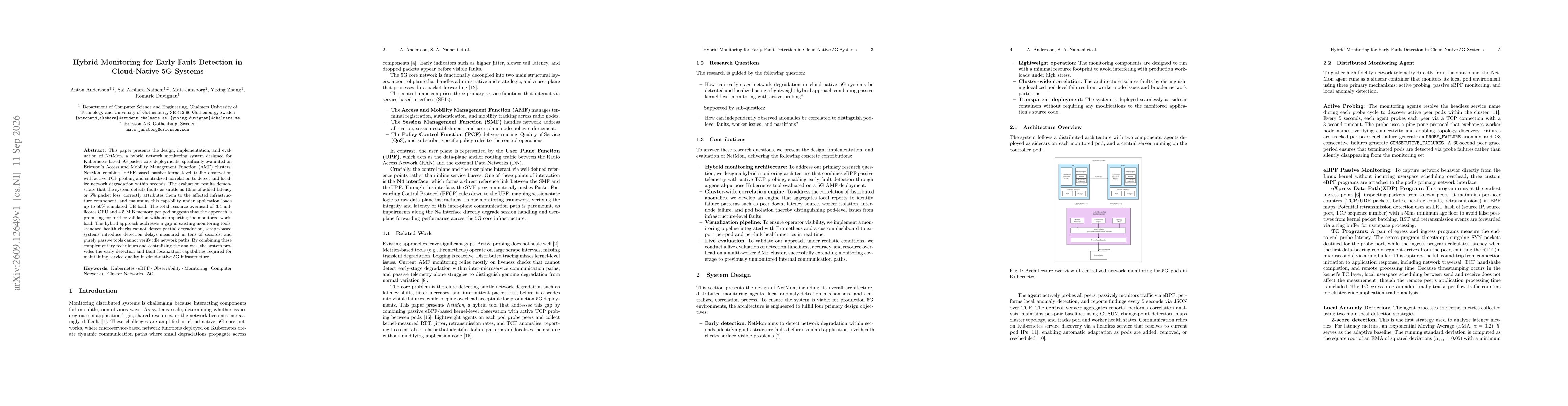 Thumbnail for Hybrid Monitoring for Early Fault Detection in Cloud-Native 5G Systems