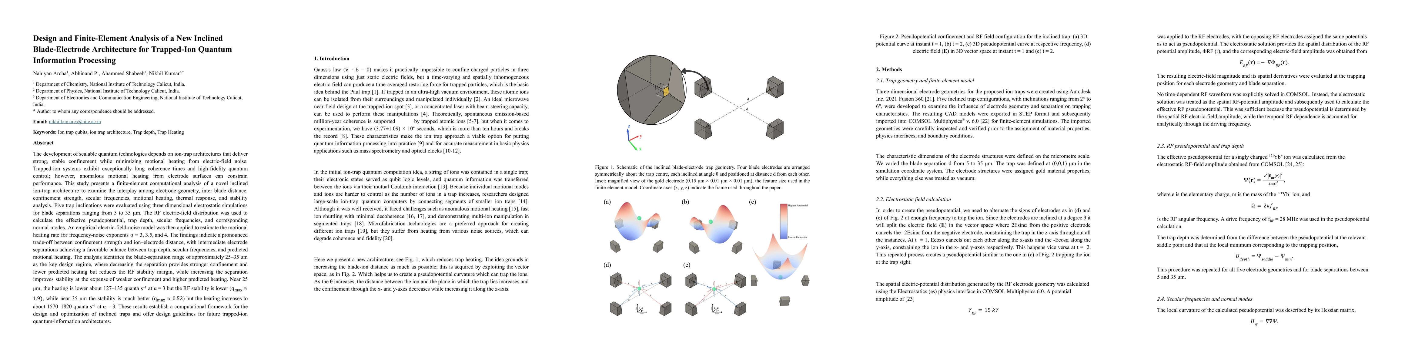 Thumbnail for Design and Finite-Element Analysis of a New Inclined Blade-Electrode Architecture for Trapped-Ion Quantum Information Processing