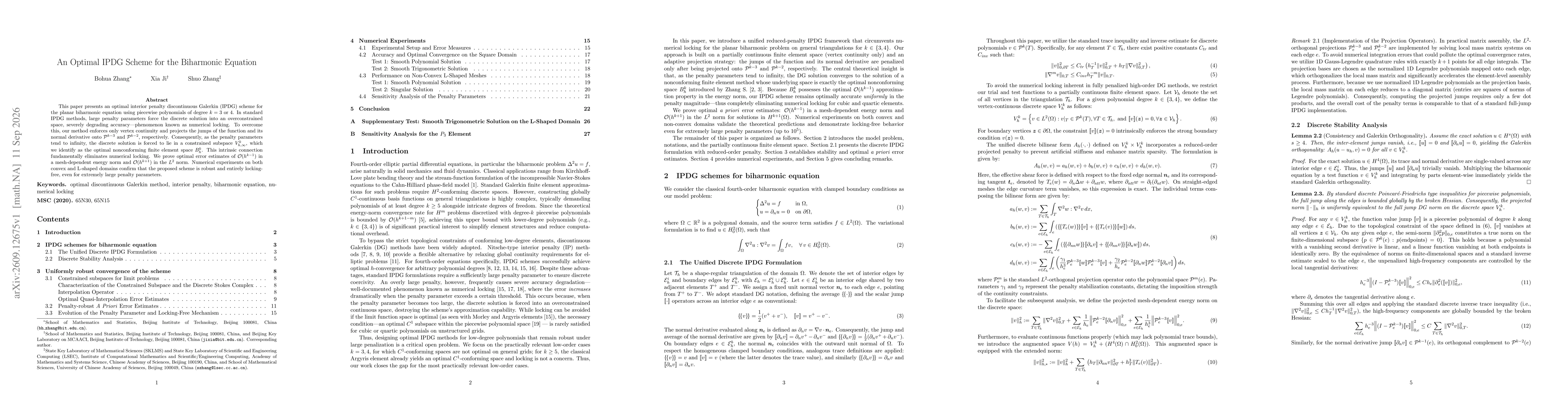 Thumbnail for An Optimal IPDG Scheme for the Biharmonic Equation