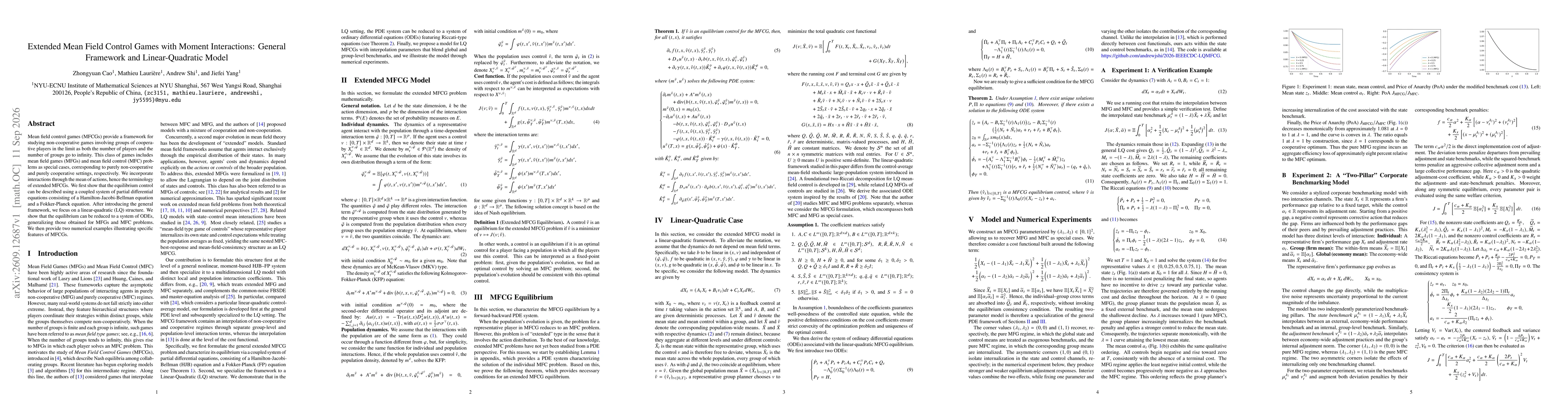 Thumbnail for Extended Mean Field Control Games with Moment Interactions: General Framework and Linear-Quadratic Model