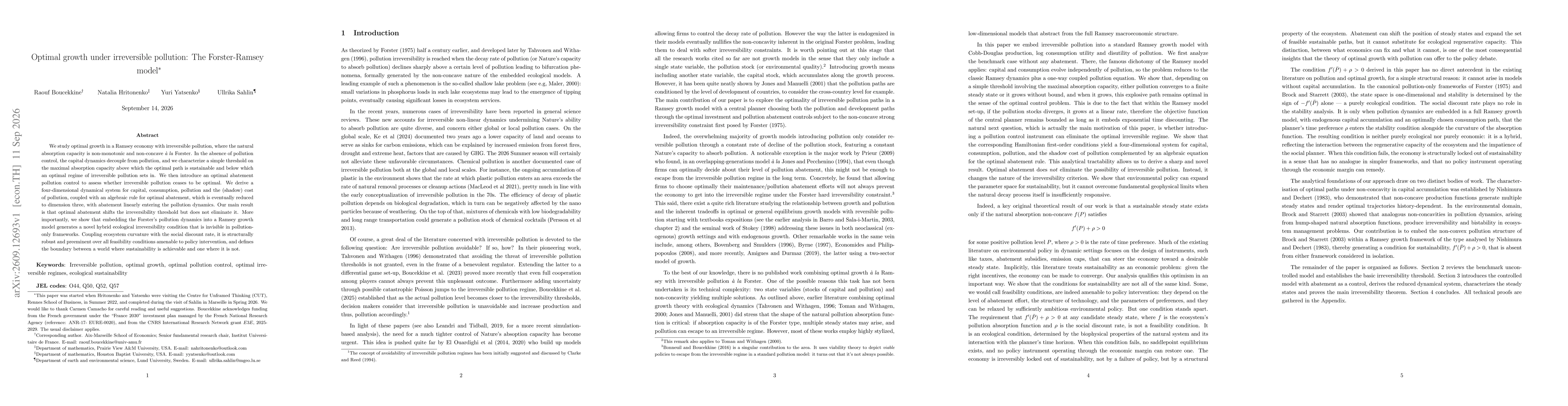 Thumbnail for Optimal growth under irreversible pollution: The Forster-Ramsey model