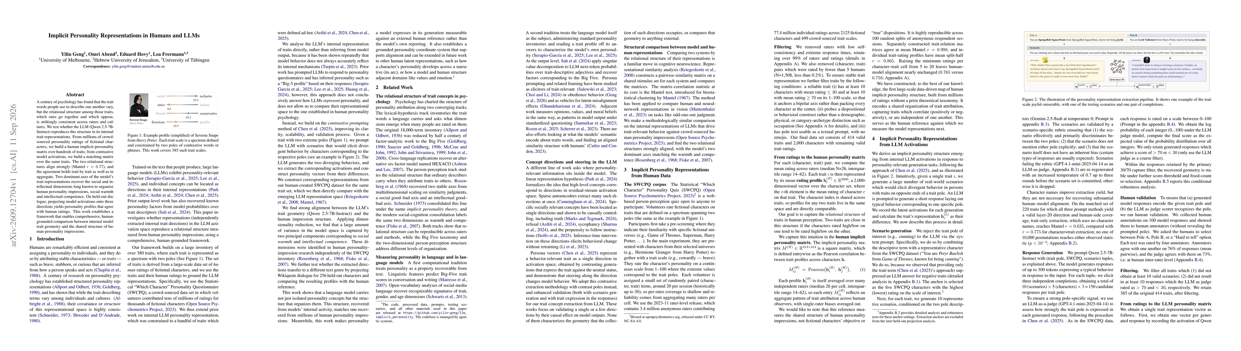 Thumbnail for Implicit Personality Representations in Humans and LLMs