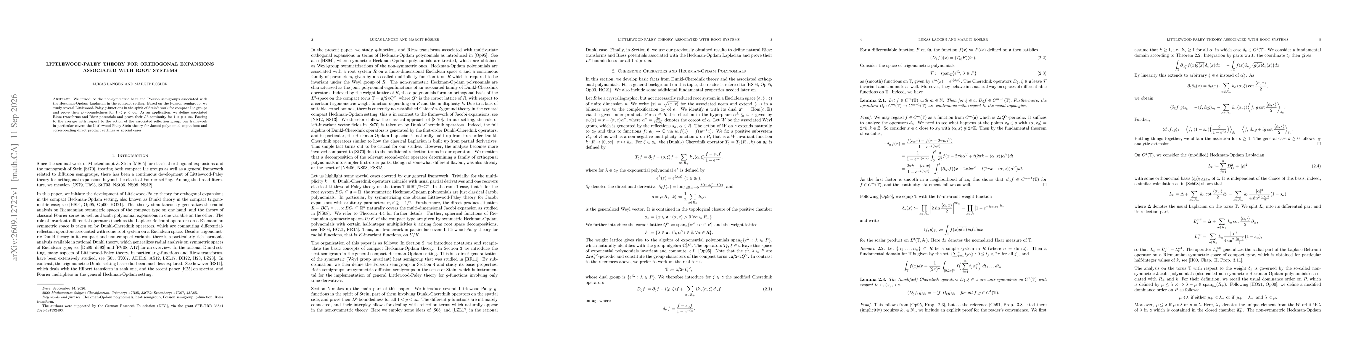 Thumbnail for Littlewood-Paley Theory For Orthogonal Expansions Associated With Root Systems