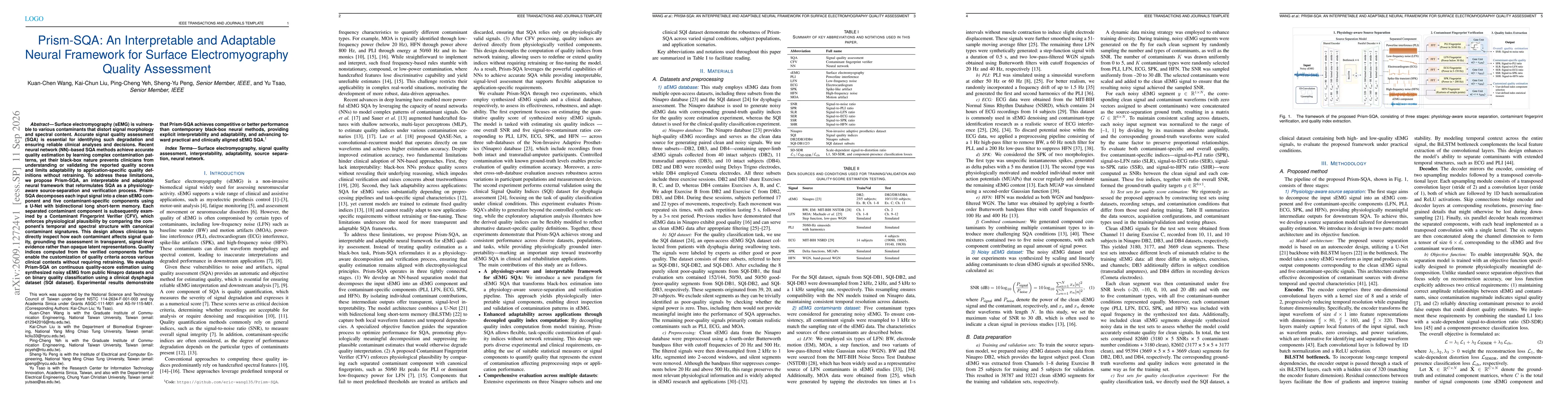 Thumbnail for Prism-SQA: An Interpretable and Adaptable Neural Framework for Surface Electromyography Quality Assessment