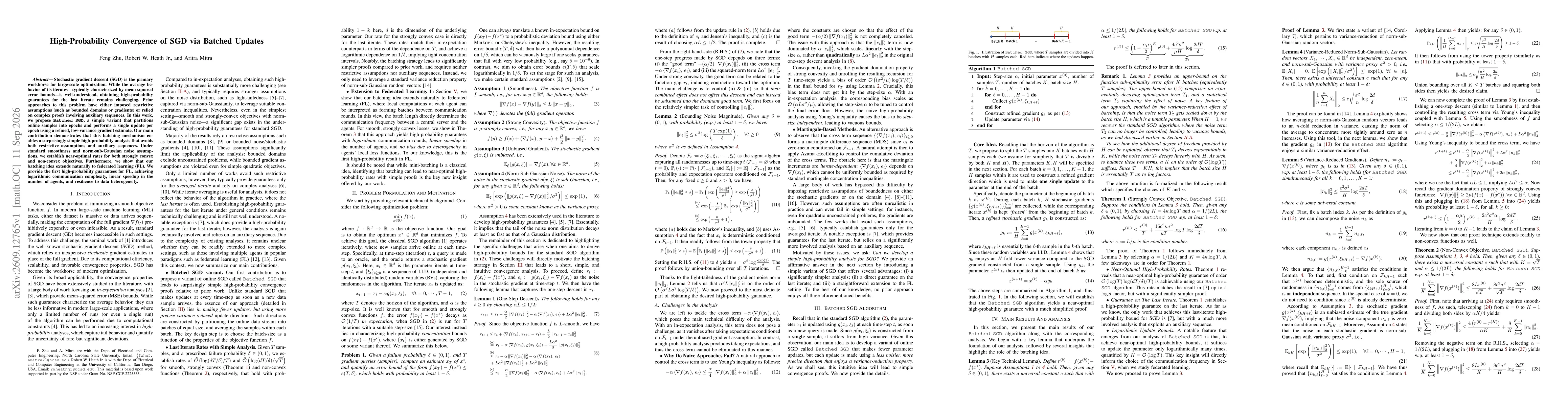 Thumbnail for High-Probability Convergence of SGD via Batched Updates