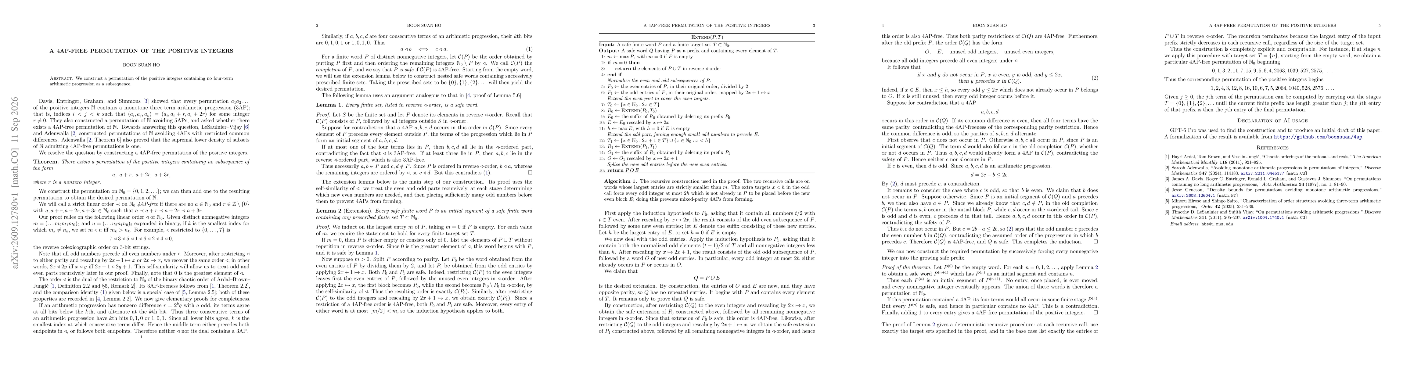 Thumbnail for A 4AP-free permutation of the positive integers