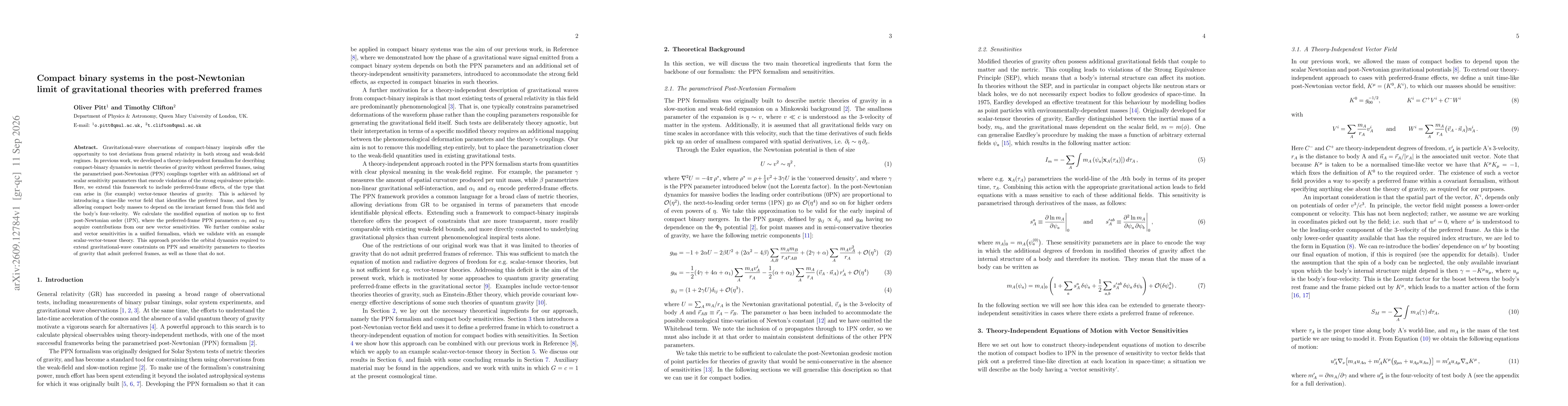 Thumbnail for Compact binary systems in the post-Newtonian limit of gravitational theories with preferred frames