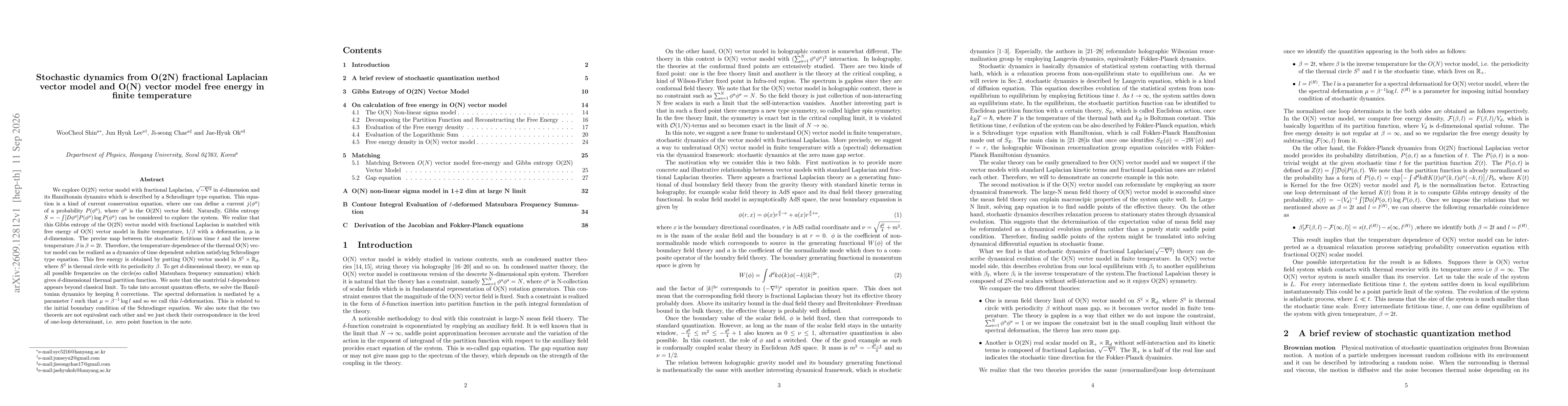 Thumbnail for Stochastic dynamics from O(2N) fractional Laplacian vector model and O(N) vector model free energy in finite temperature