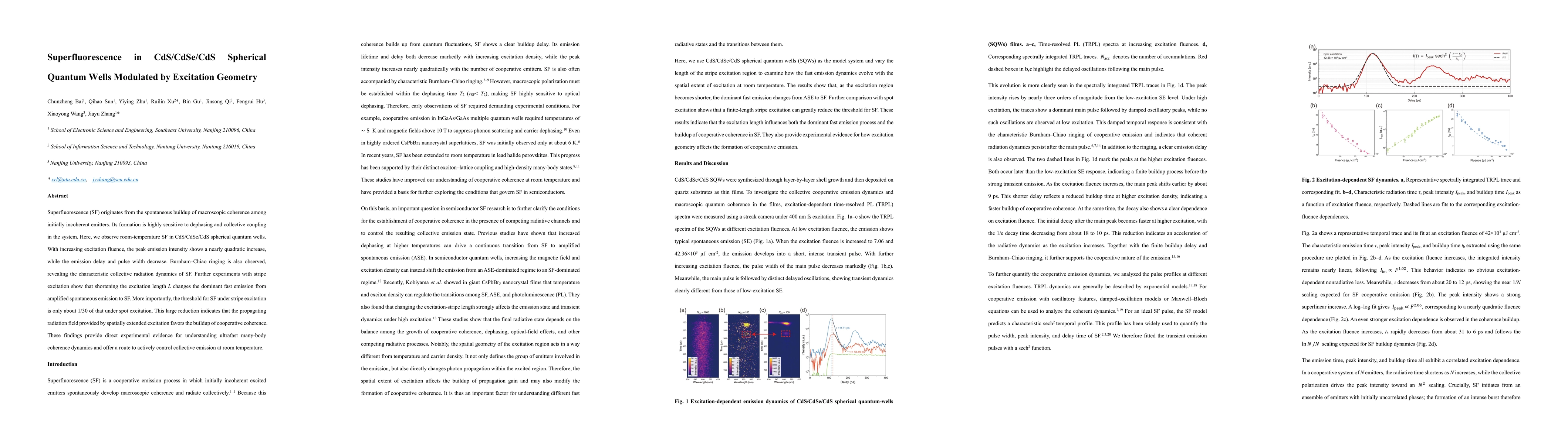 Thumbnail for Superfluorescence in CdS/CdSe/CdS Spherical Quantum Wells Modulated by Excitation Geometry
