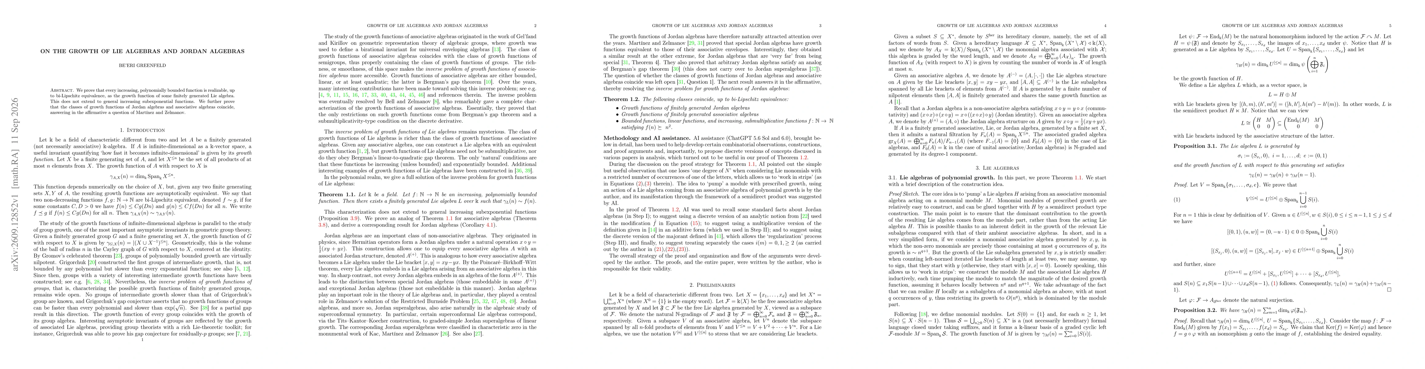 Thumbnail for On the growth of Lie algebras and Jordan algebras