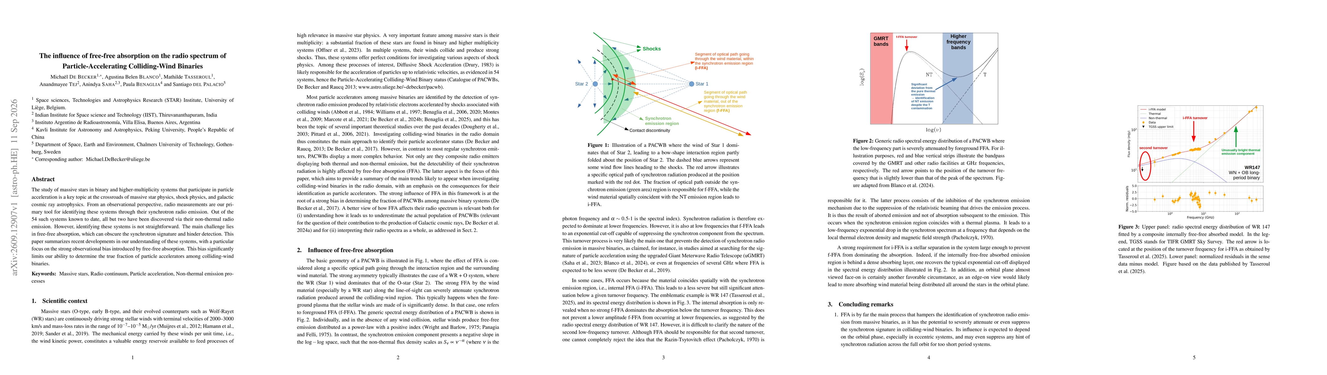 Thumbnail for The influence of free-free absorption on the radio spectrum of Particle-Accelerating Colliding-Wind Binaries