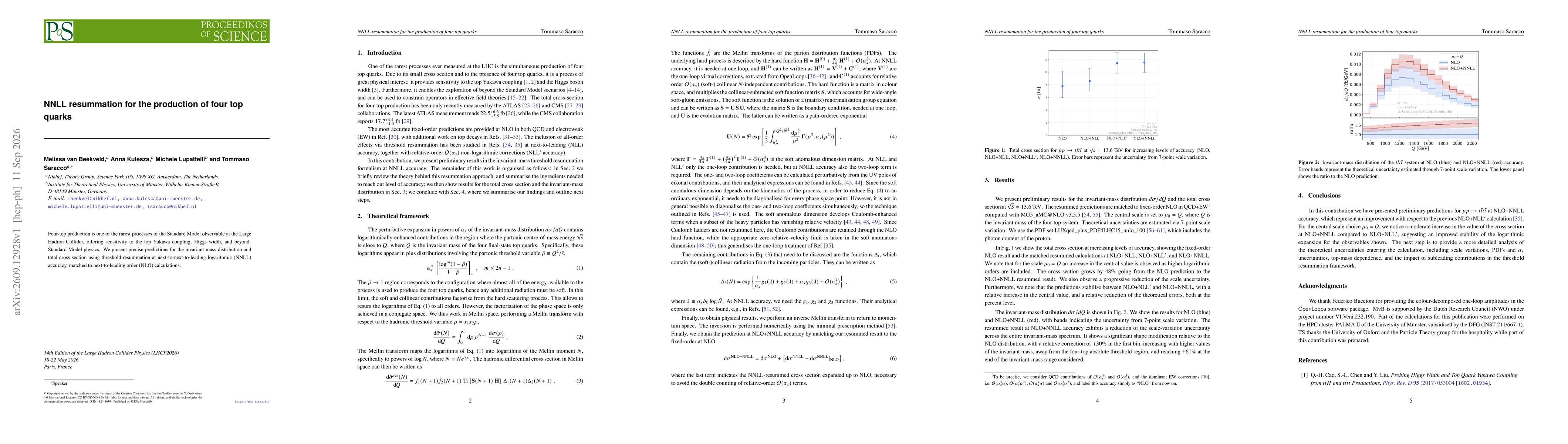 Thumbnail for NNLL resummation for the production of four top quarks