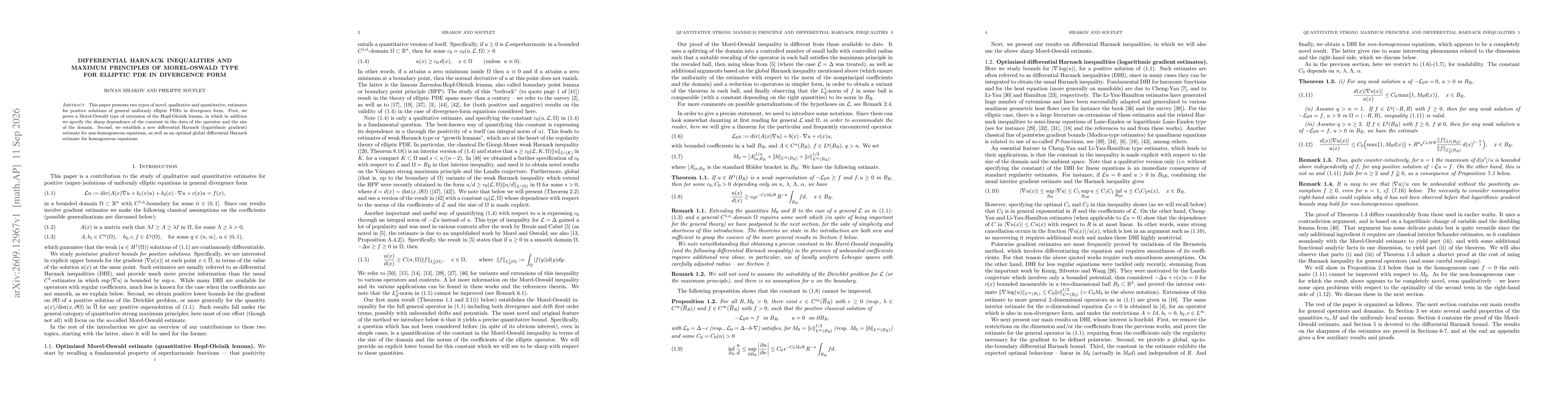 Thumbnail for Differential Harnack inequalities and maximum principles of Morel-Oswald type for elliptic PDE in divergence form