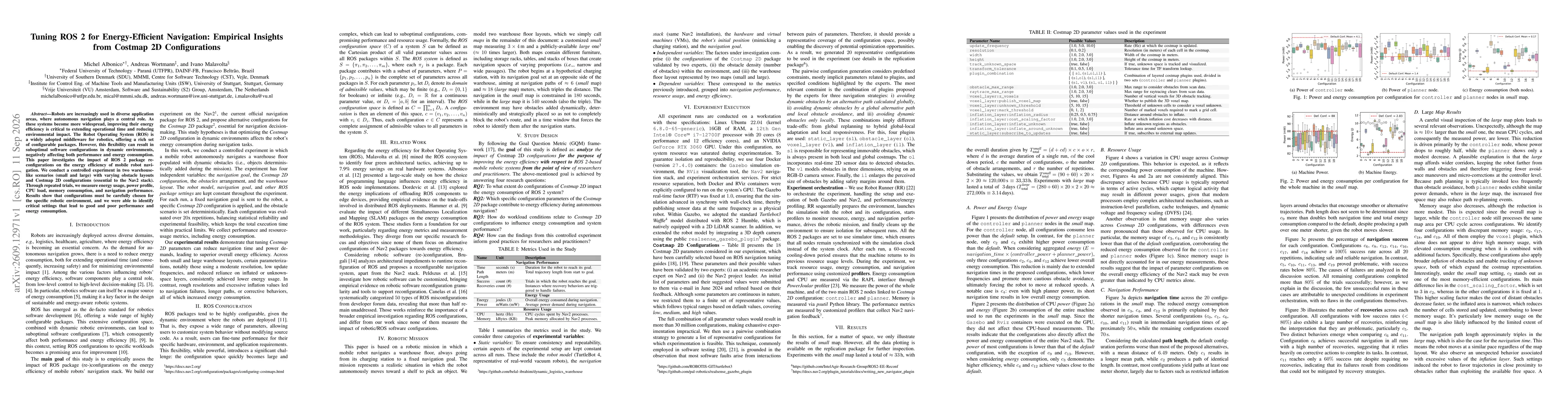 Thumbnail for Tuning ROS 2 for Energy-Efficient Navigation: Empirical Insights from Costmap 2D Configurations