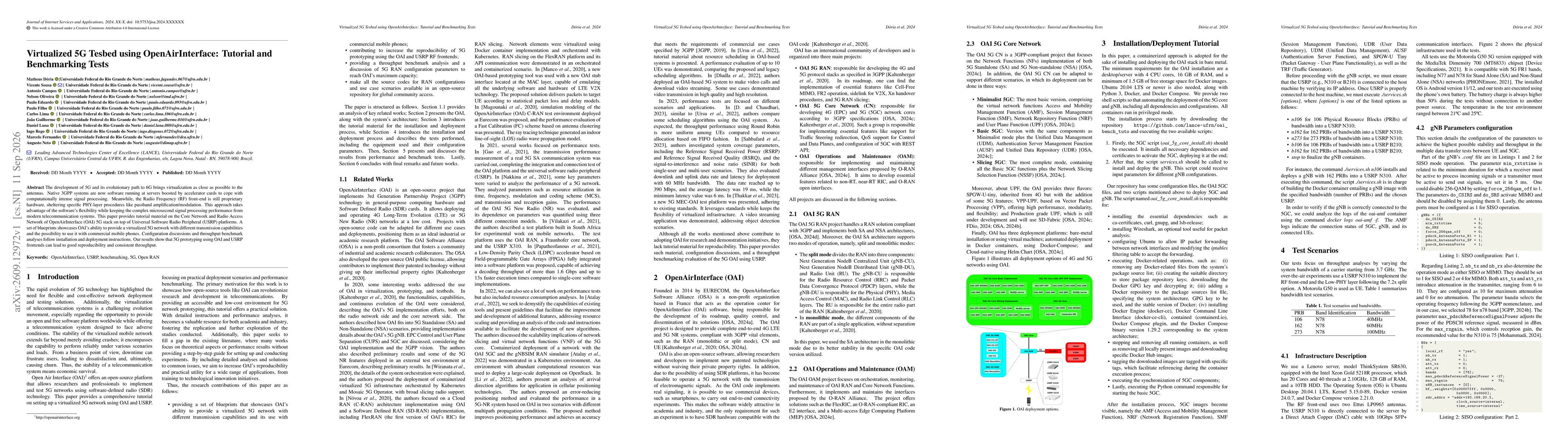 Thumbnail for Virtualized 5G Tesbed using OpenAirInterface: Tutorial and Benchmarking Tests