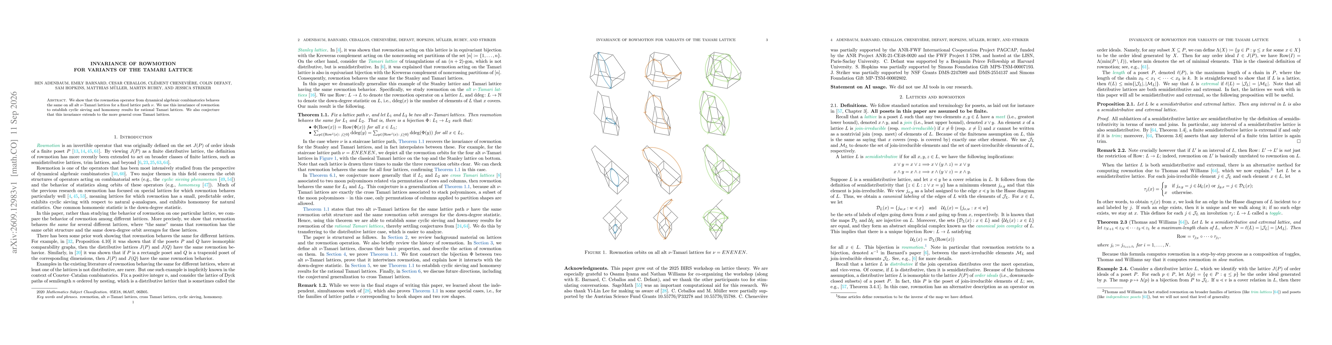 Thumbnail for Invariance of rowmotion for variants of the Tamari lattice