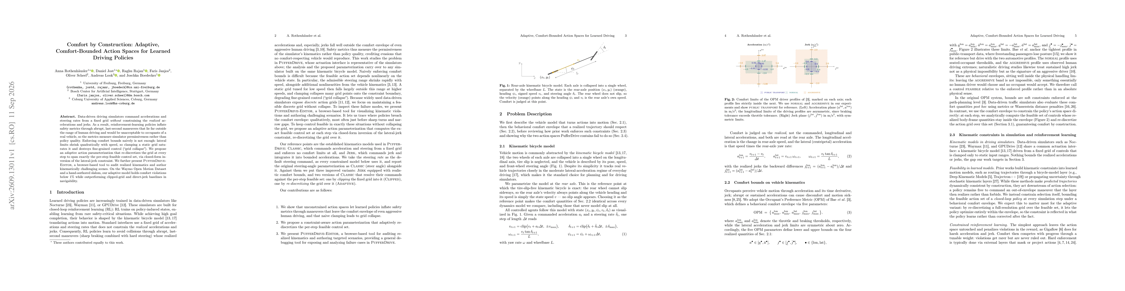 Thumbnail for Comfort by Construction: Adaptive, Comfort-Bounded Action Spaces for Learned Driving Policies