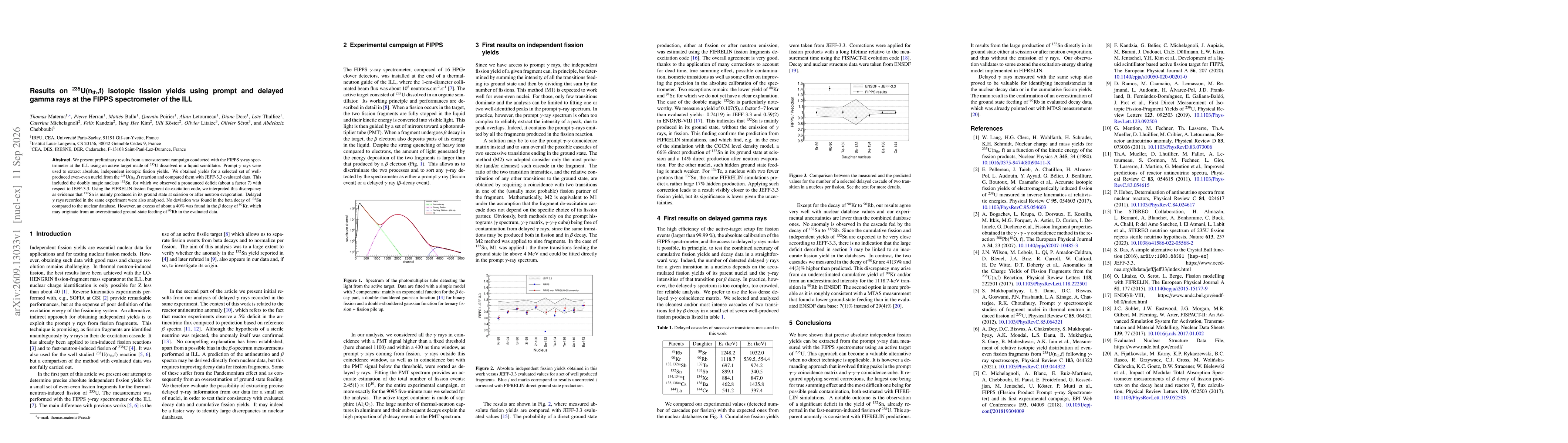 Thumbnail for Results on $^{235}$U(n$_{\mathrm{th}}$,f) isotopic fission yields using prompt and delayed gamma rays at the FIPPS spectrometer of the ILL