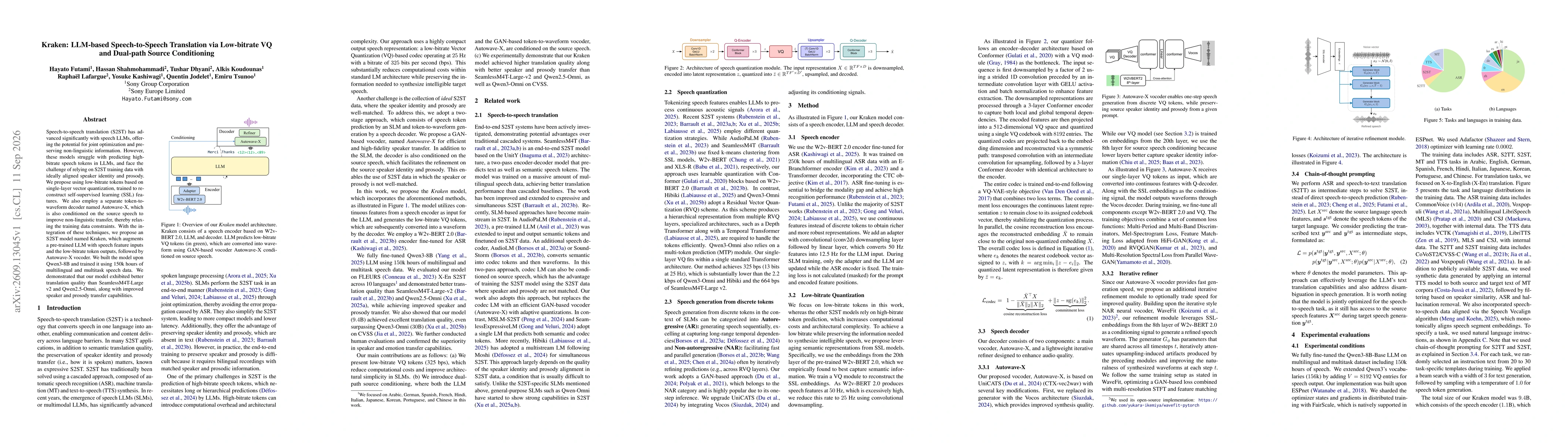 Thumbnail for Kraken: LLM-based Speech-to-Speech Translation via Low-bitrate VQ and Dual-path Source Conditioning