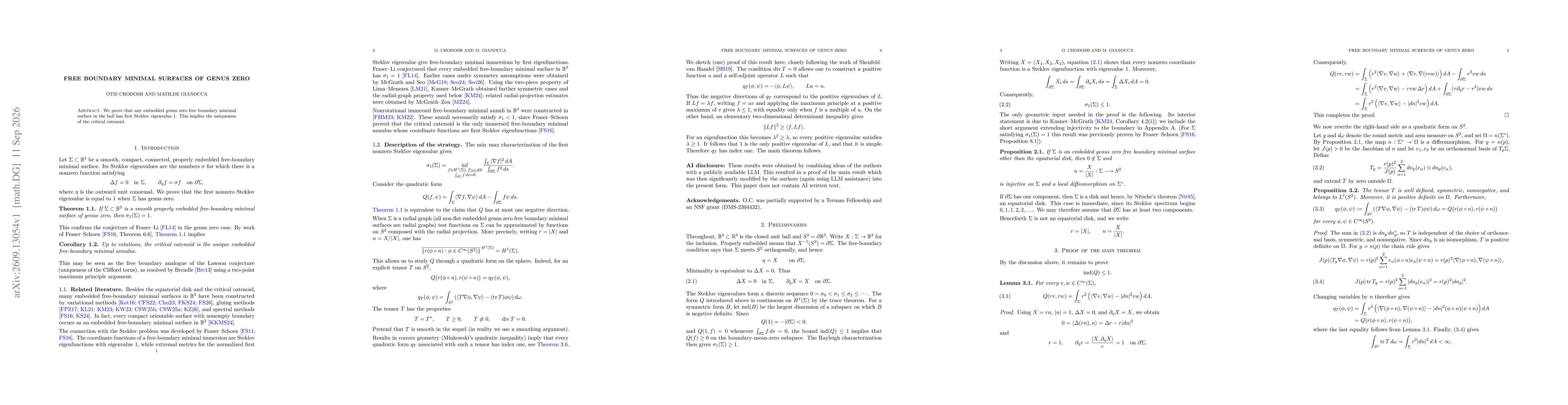 Thumbnail for Free boundary minimal surfaces of genus zero