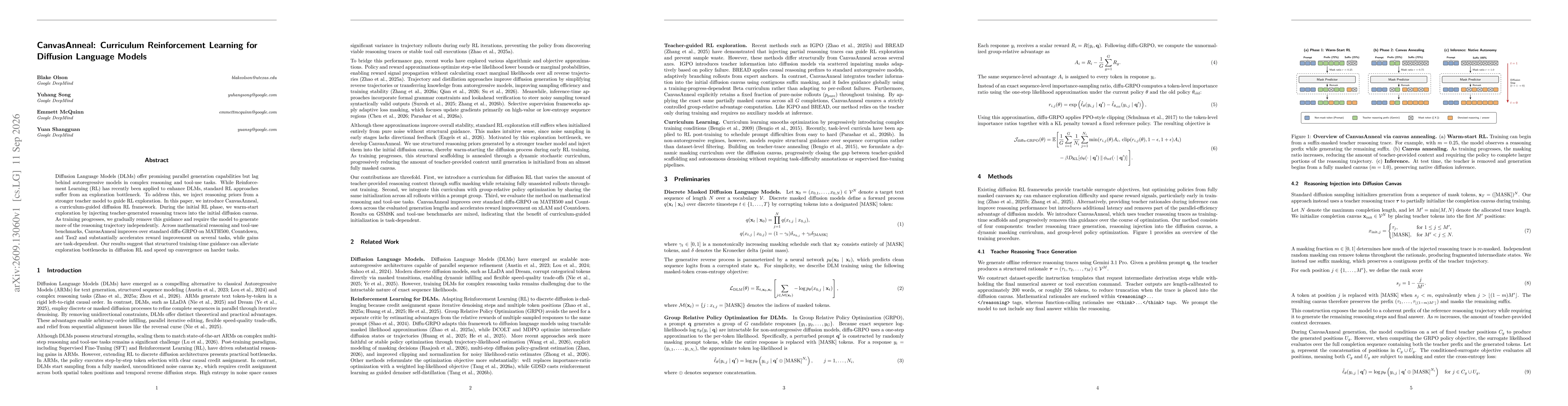 Thumbnail for CanvasAnneal: Curriculum Reinforcement Learning for Diffusion Language Models