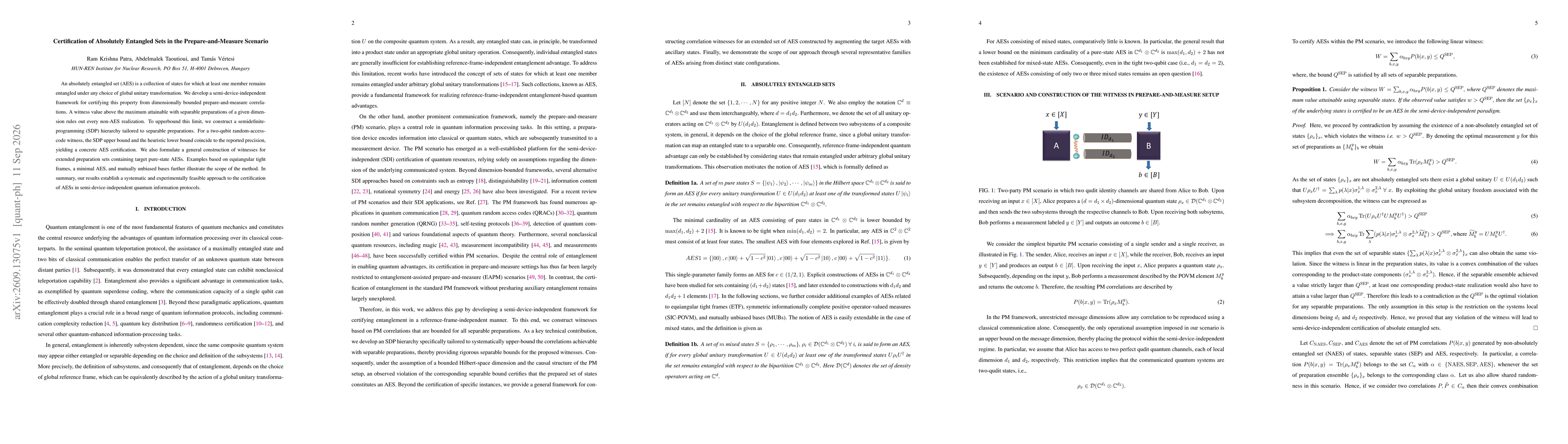Thumbnail for Certification of Absolutely Entangled Sets in the Prepare-and-Measure Scenario