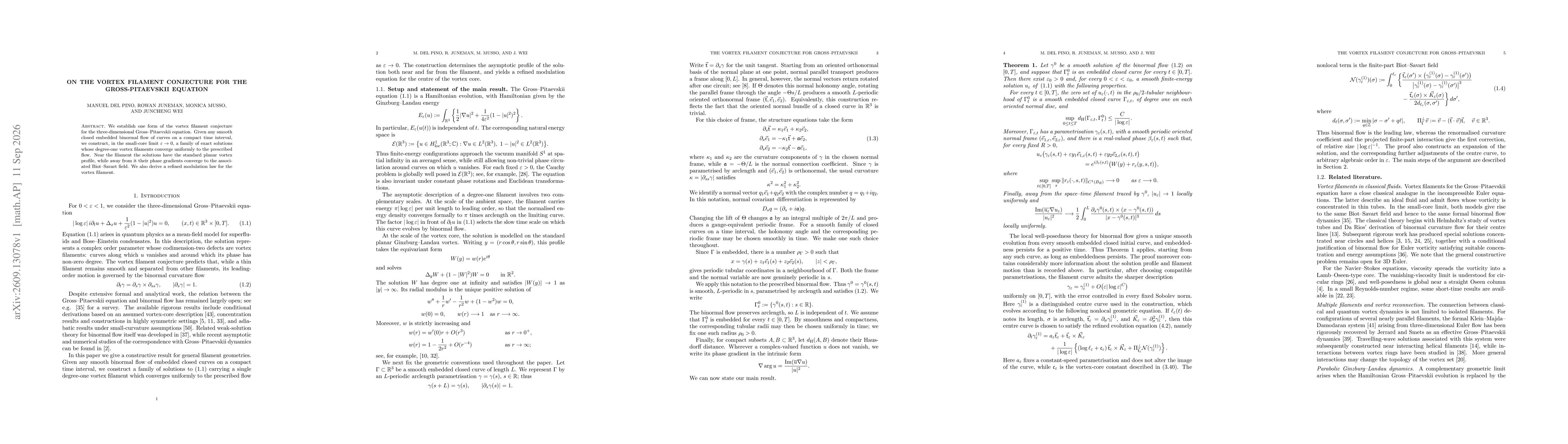 Thumbnail for On the vortex filament conjecture for the Gross-Pitaevskii equation
