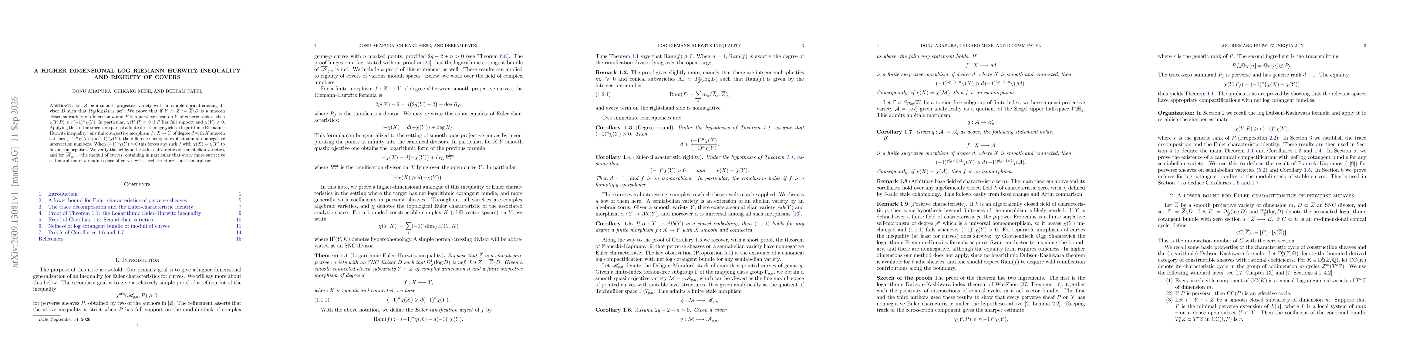 Thumbnail for A Higher dimensional log Riemann--Hurwitz inequality and rigidity of covers
