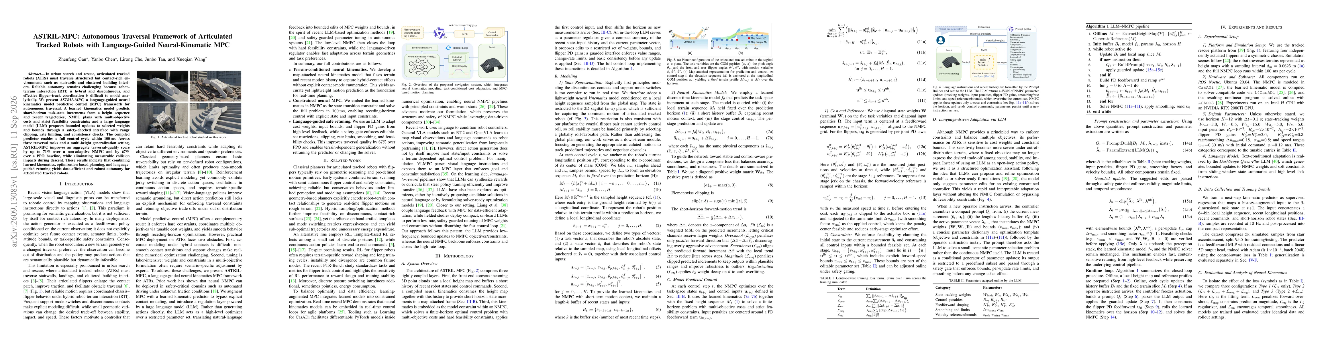 Thumbnail for ASTRIL-MPC: Autonomous Traversal Framework of Articulated Tracked Robots with Language-Guided Neural-Kinematic MPC