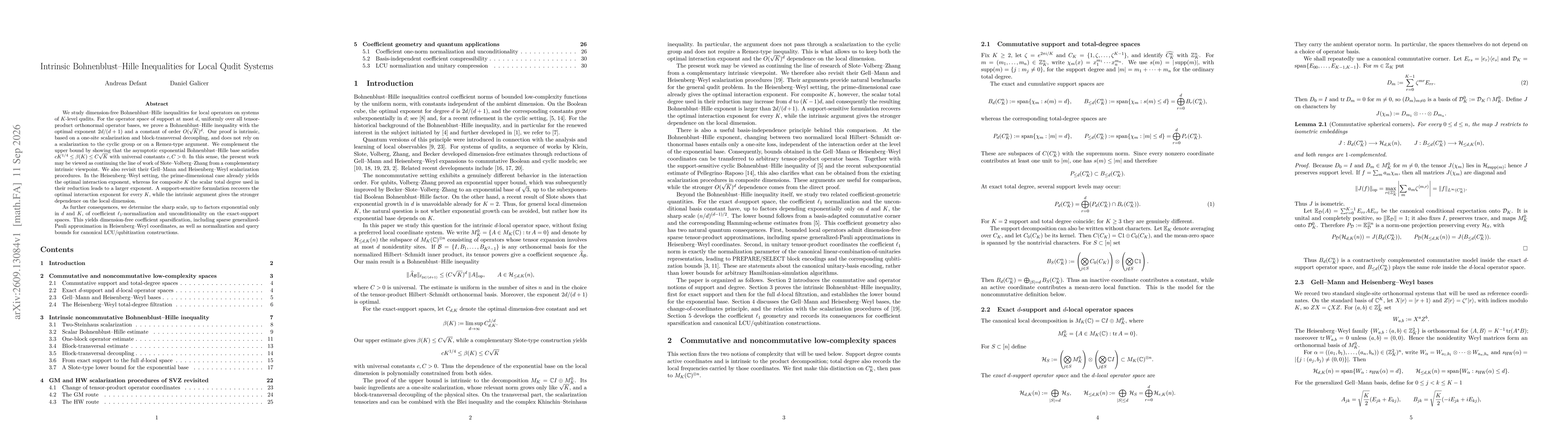 Thumbnail for Intrinsic Bohnenblust--Hille Inequalities for Local Qudit Systems