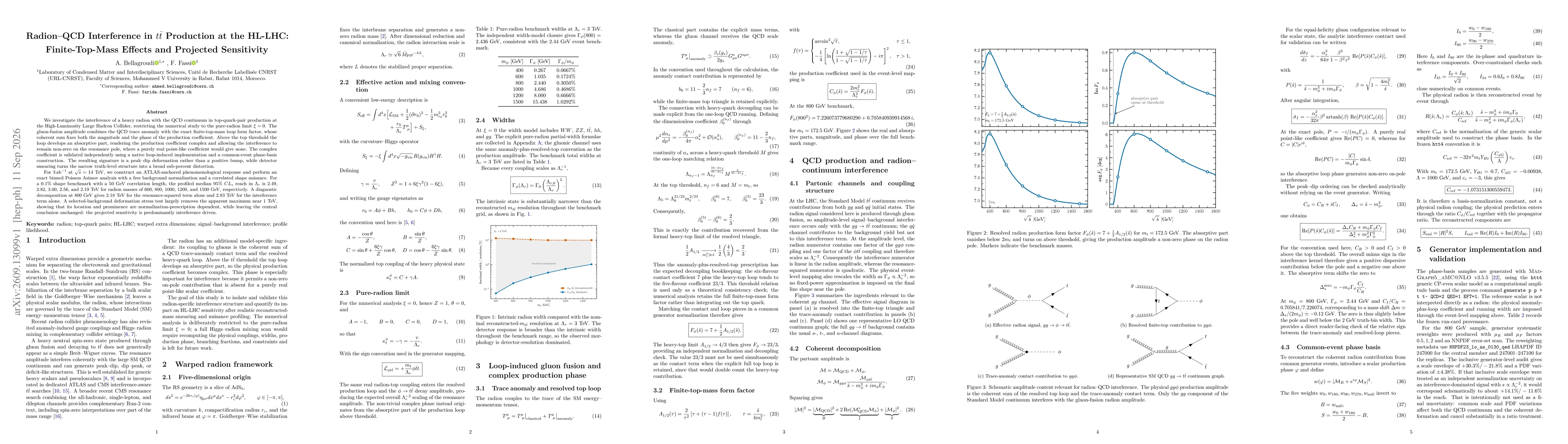 Thumbnail for Radion--QCD Interference in $t\bar t$ Production at the HL-LHC: Finite-Top-Mass Effects and Projected Sensitivity