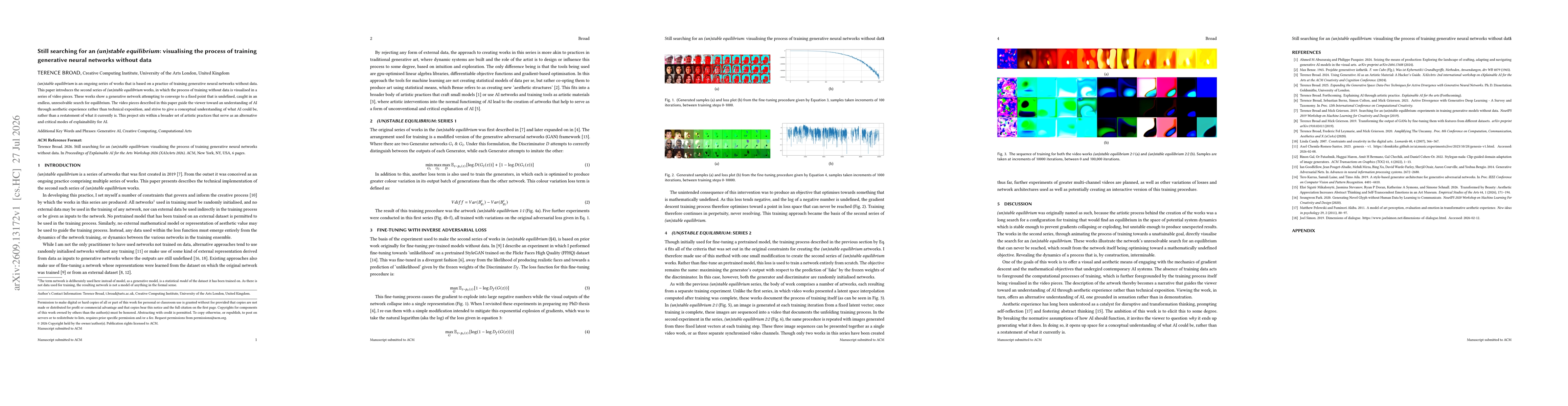 Thumbnail for Still searching for an (un)stable equilibrium: visualising the process of training generative neural networks without data