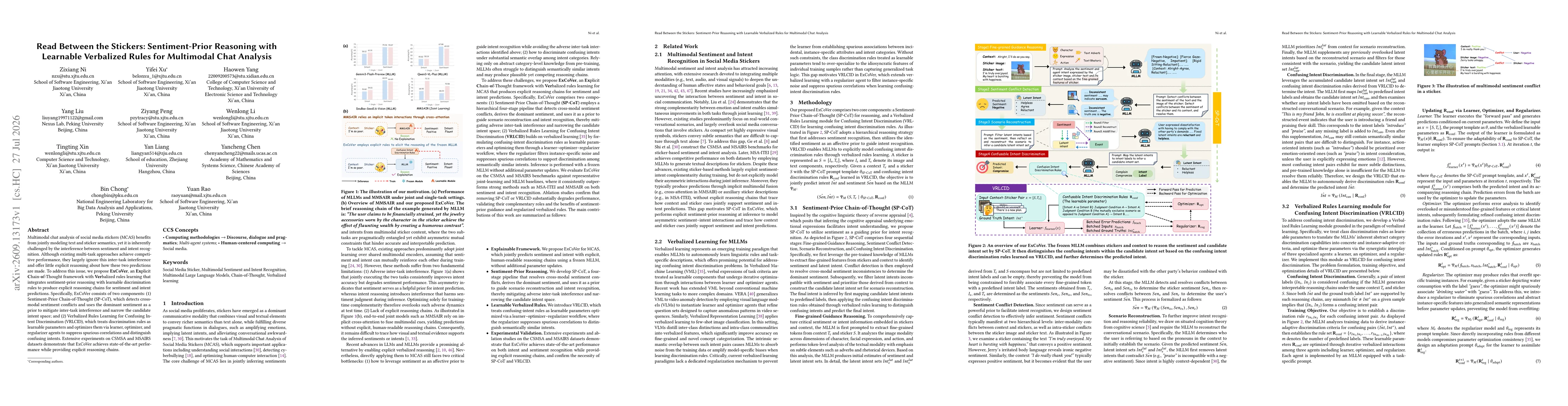 Thumbnail for Read Between the Stickers: Sentiment-Prior Reasoning with Learnable Verbalized Rules for Multimodal Chat Analysis