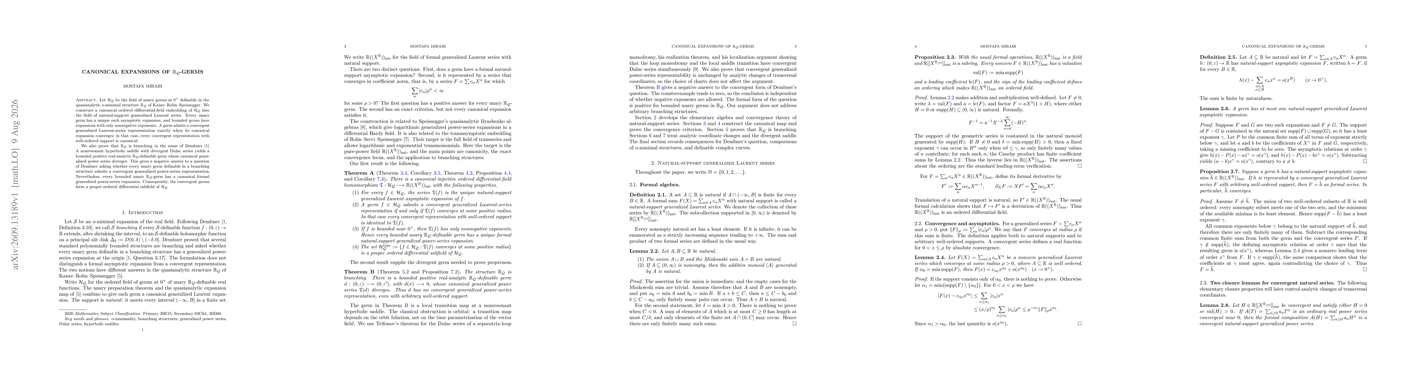 Thumbnail for Canonical Expansions of $\mathbb R_{\mathcal Q}$-Germs