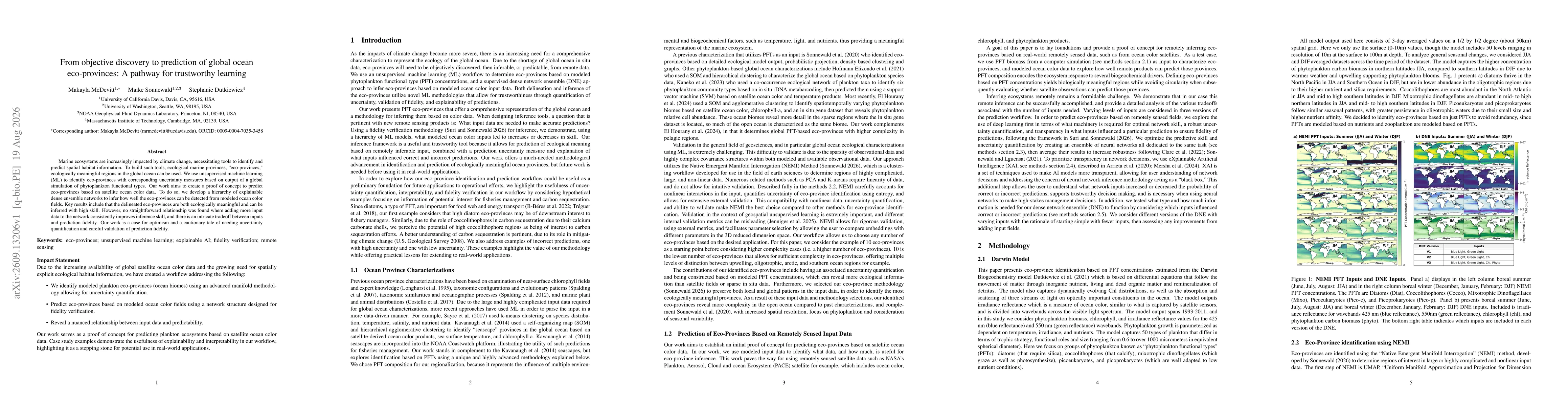 Thumbnail for From objective discovery to prediction of global ocean eco-provinces: A pathway for trustworthy learning