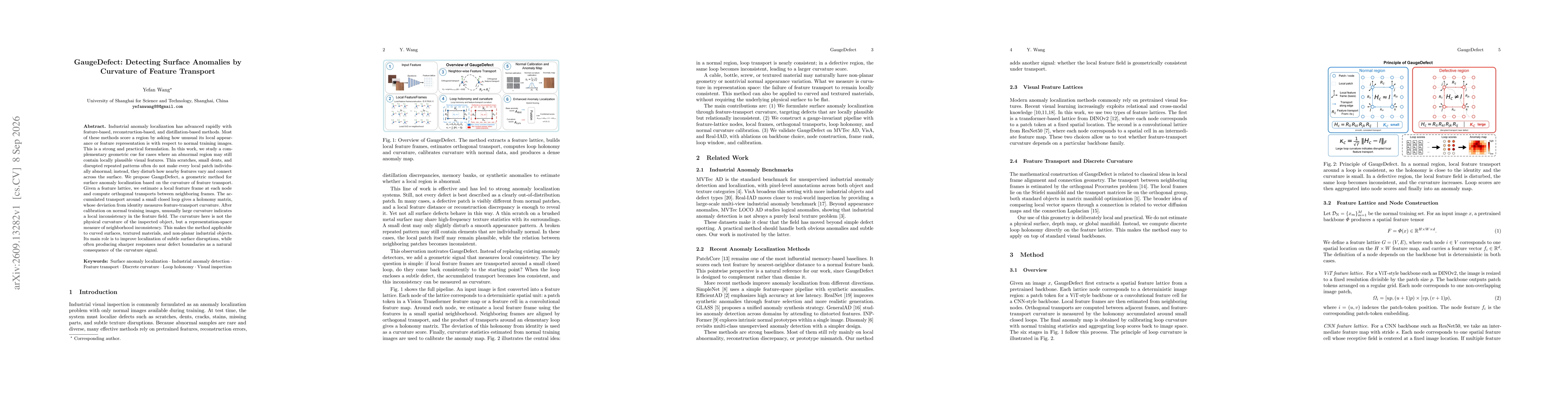 Thumbnail for GaugeDefect: Detecting Surface Anomalies by Curvature of Feature Transport