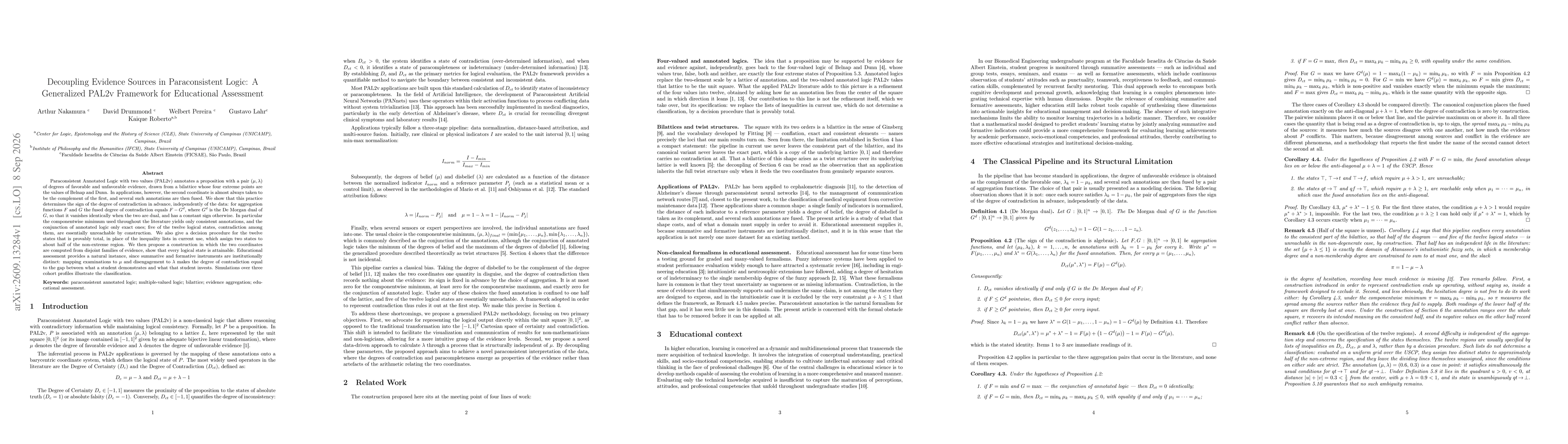 Thumbnail for Decoupling Evidence Sources in Paraconsistent Logic: A Generalized PAL2v Framework for Educational Assessment