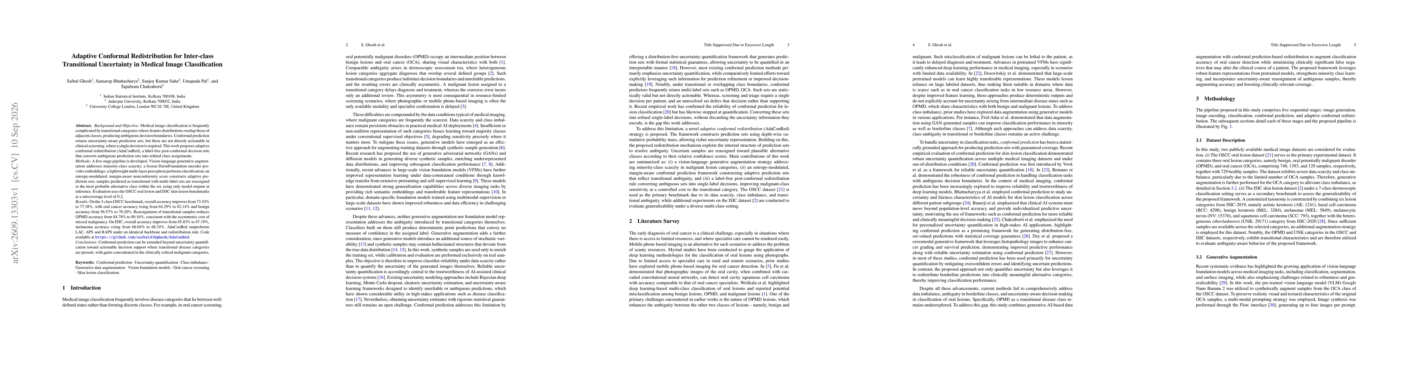 Thumbnail for Adaptive Conformal Redistribution for Inter-class Transitional Uncertainty in Medical Image Classification