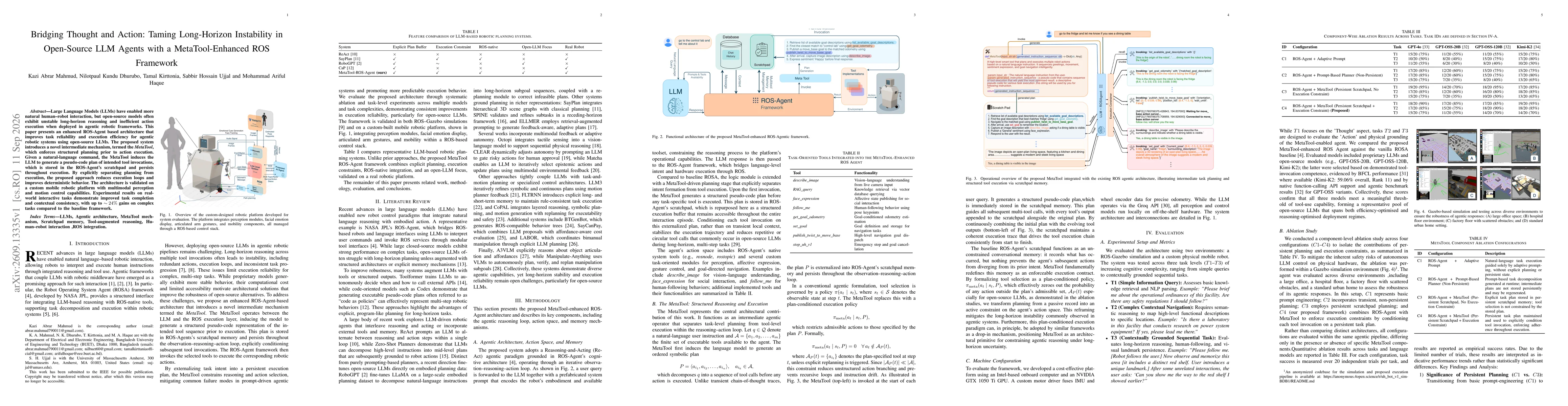 Thumbnail for Bridging Thought and Action: Taming Long-Horizon Instability in Open-Source LLM Agents with a MetaTool-Enhanced ROS Framework