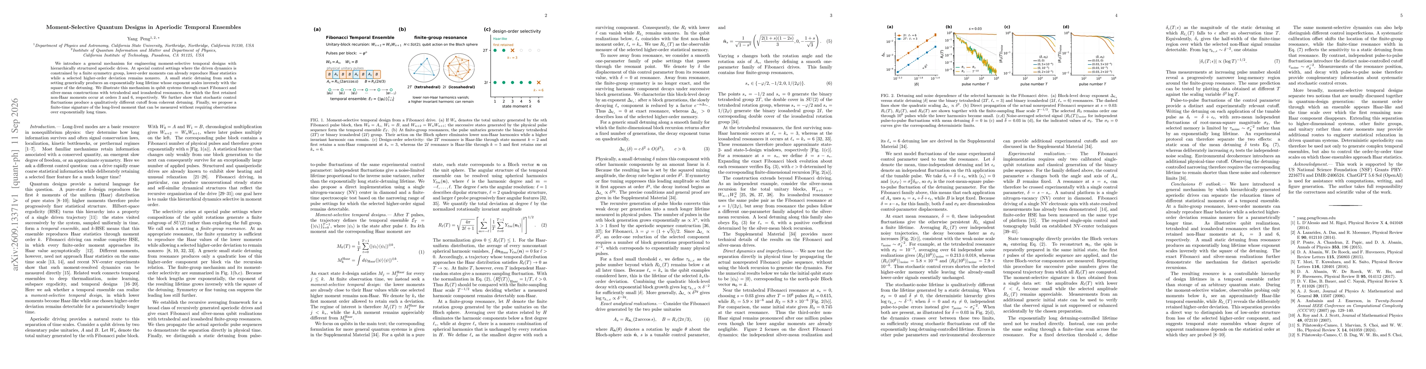 Thumbnail for Moment-Selective Quantum Designs in Aperiodic Temporal Ensembles