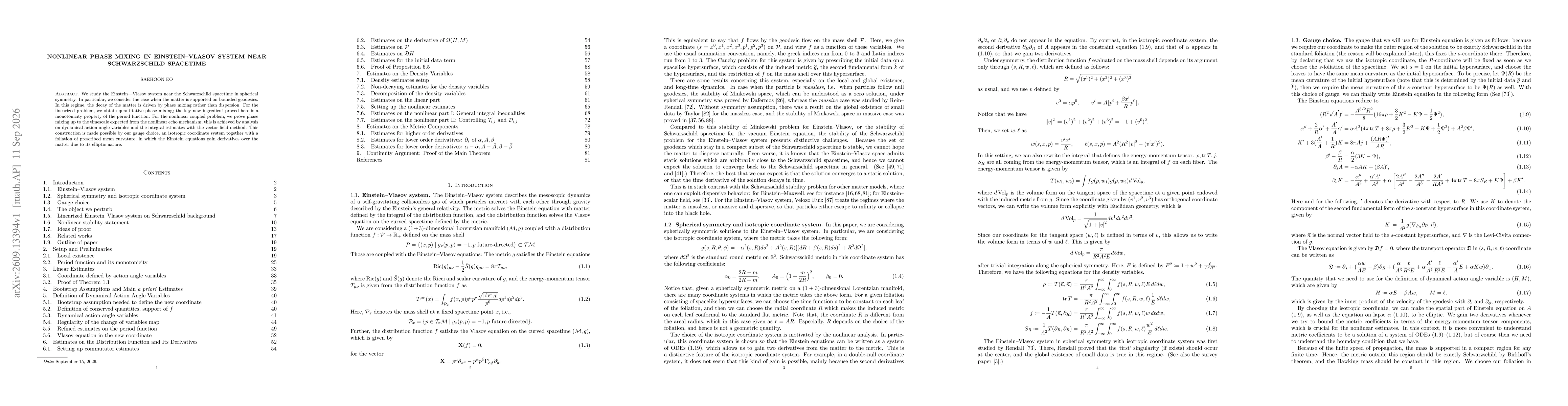 Thumbnail for Nonlinear Phase Mixing in Einstein-Vlasov System near Schwarzschild Spacetime